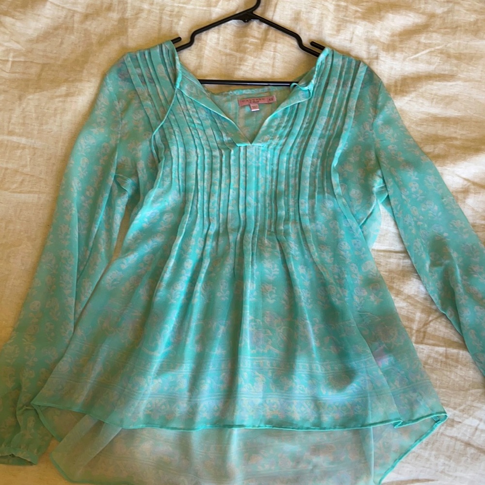 Calypso St Barth XS sheer floral shirt